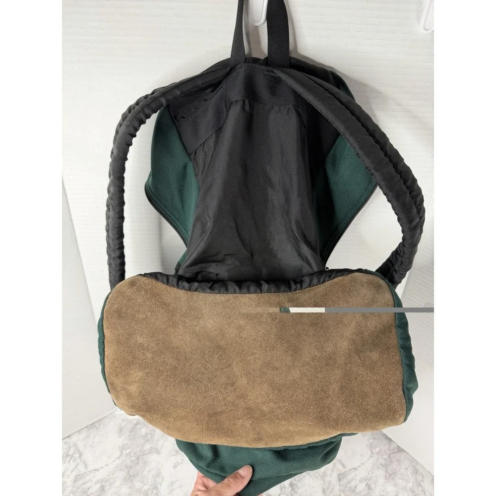 Vintage 90s NIKE Green/Brown LEATHER Base BACKPACK Athletic Outdoor Hike Gym Bag